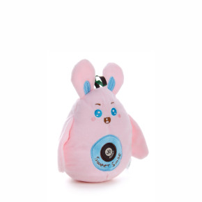 Plyšový zajíček, růžový, pískací hračka pro psy, 16 cm, jemná na dotek