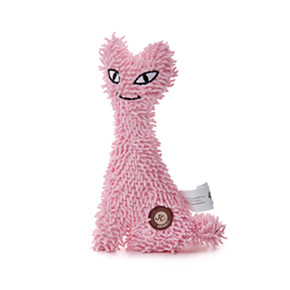 Plyšová kočka "mop", pískací hračka pro psy, růžová, 23 cm, jemný froté materiál