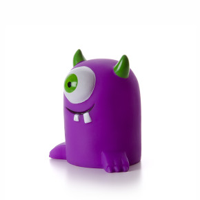 Vinylový strašidelný monster s okem a zelenými rohy, pískací hračka pro psy, 10 cm, ideální pro aktivní hru