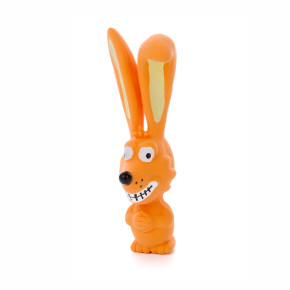 Latexový ušatý pejsek, oranžový, pískací hračka pro psy, 17 cm, ideální pro aktivní hru