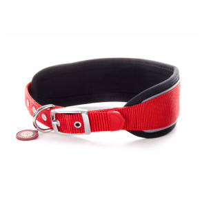 Nylonový obojek Comfort s měkkou výztuhou XL, 7,6×51–60 cm, červený