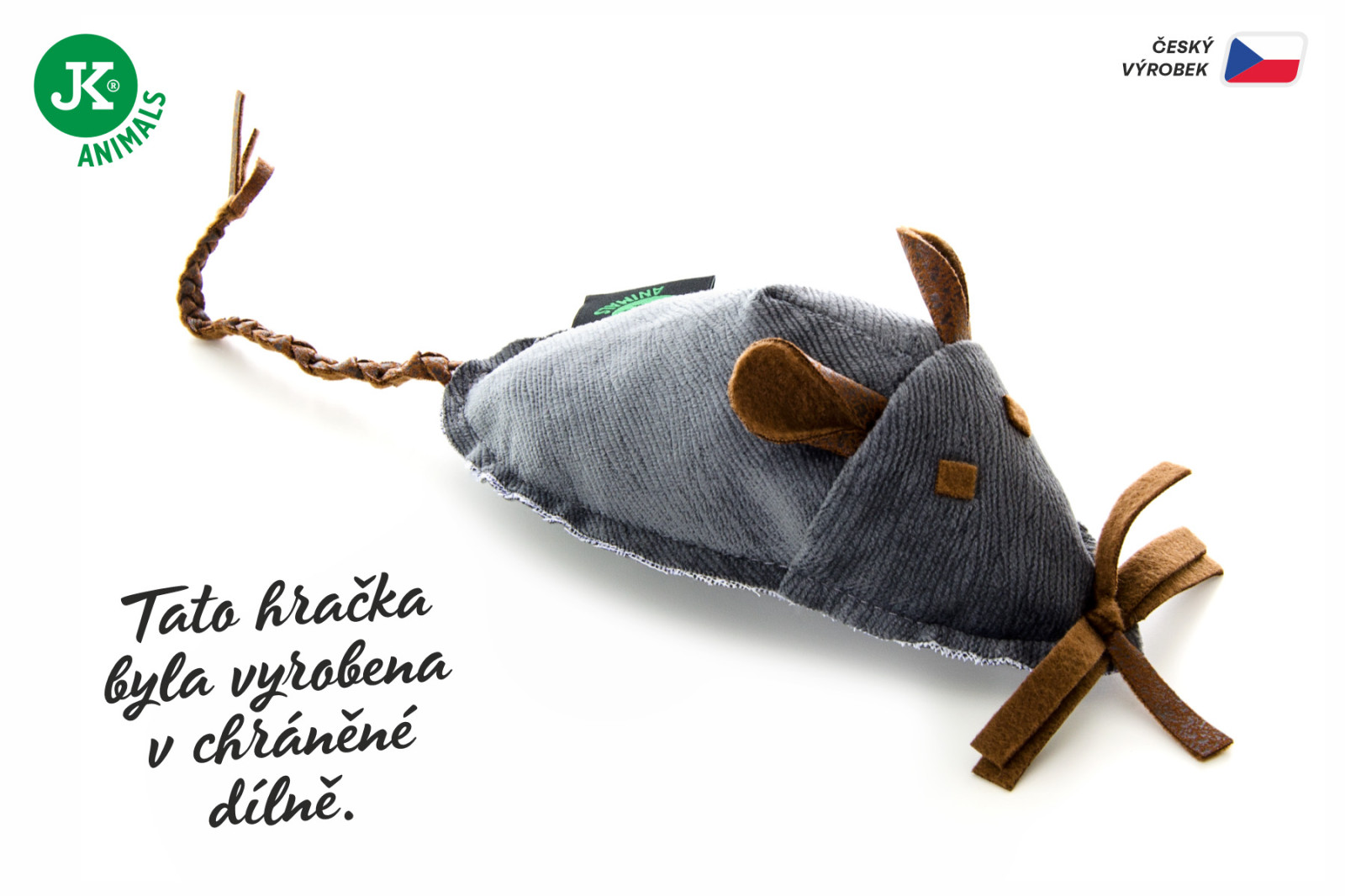 Velká textilní myška, šedá, 18 cm