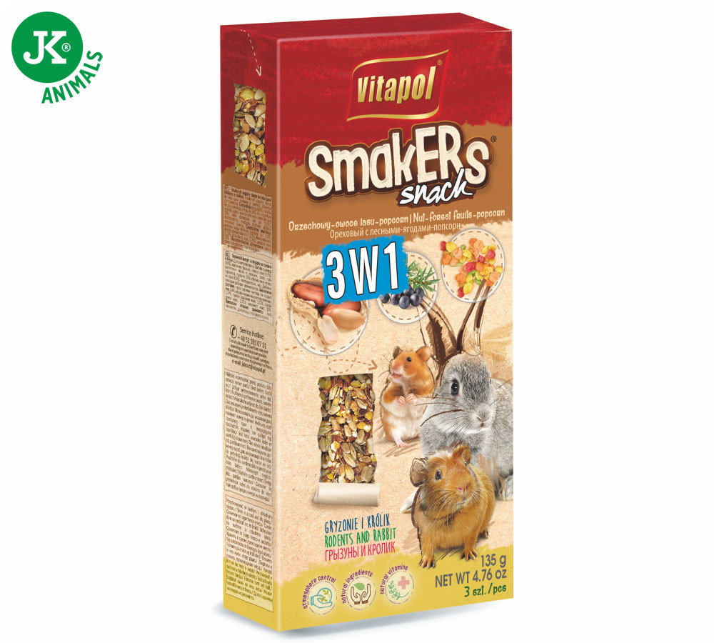 Vitapol - 3 klasy, hlodavec, králík, mix: oříšek, lesní ovoce, popcorn