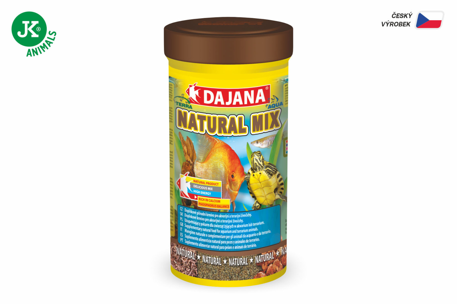 Dajana Natural Mix, sušení korýši daphnia, gammarus a larvy chironomus – krmivo, 250 ml