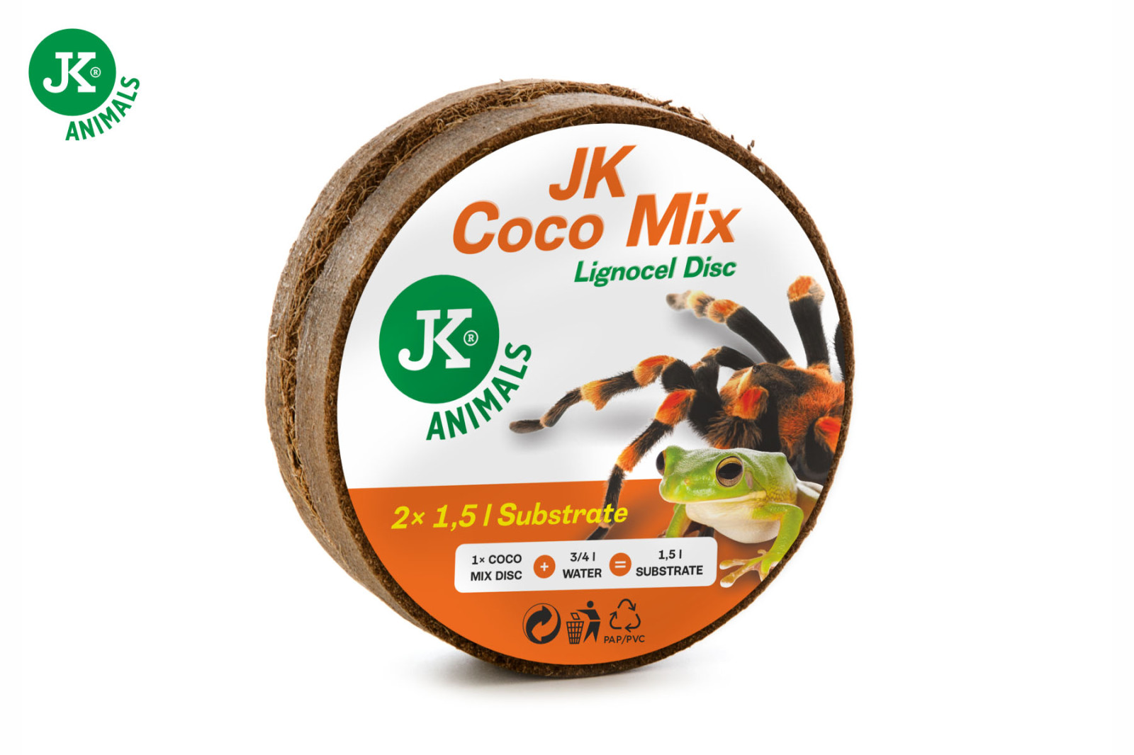 Podestýlka JK Coco Mix Lignocel Disc, kokosová drť ve dvou discích, 2×110 g
